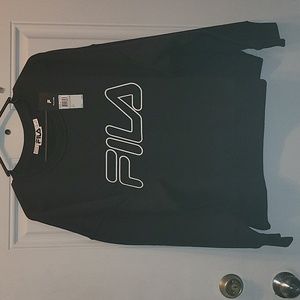 Fila Woman's Catch Me Crew Neck Cropped Sweatshirt Black & White Size 2x NWT